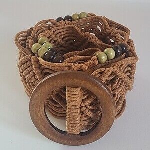 BOHEMIAN WIDE BRAIDED Woven Hemp ADJUSTABLE Beaded Belt